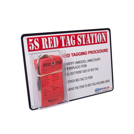 5S Supplies 5S Red Tag Station Sign 14in x 11in with 50 Red Tags 5S-RDTAG-STN- SINGLE
